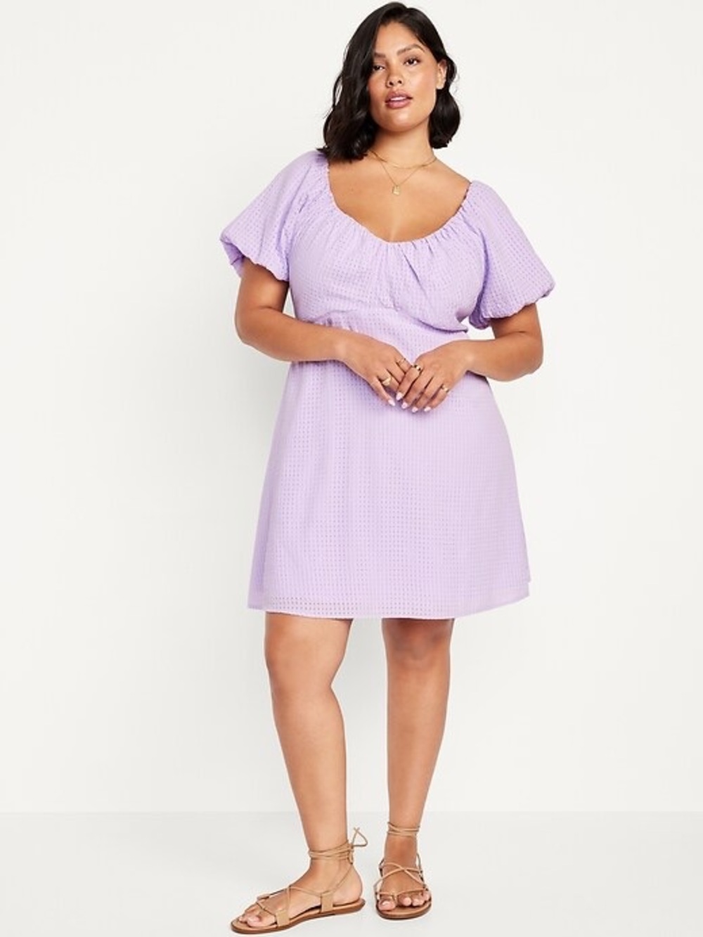 Old Navy Lilac Puff-Sleeve Mini Dress Milkmaid Prairie Coquette Whimsical